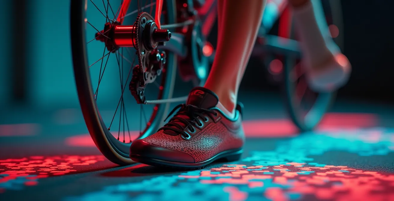 Bikefitter analysiert die Tretbewegung eines Radfahrers mit hochmodernen Messgeräten