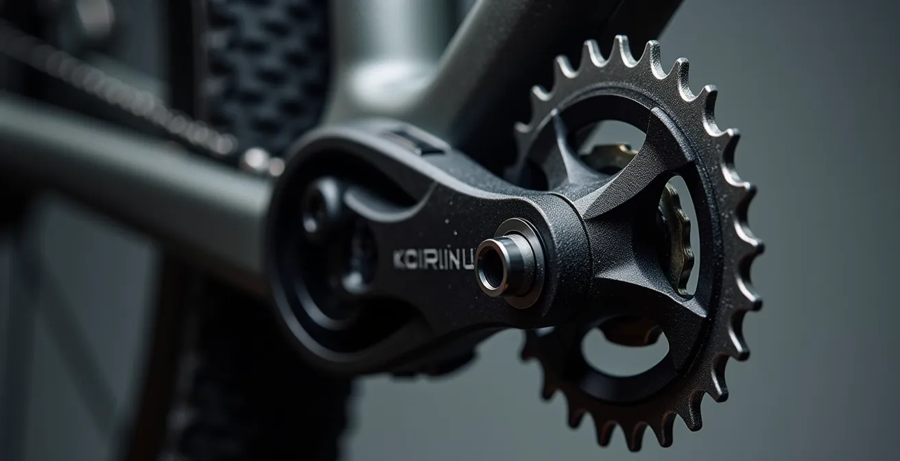 Makroaufnahme einer elektronischen Schaltung am Rennrad