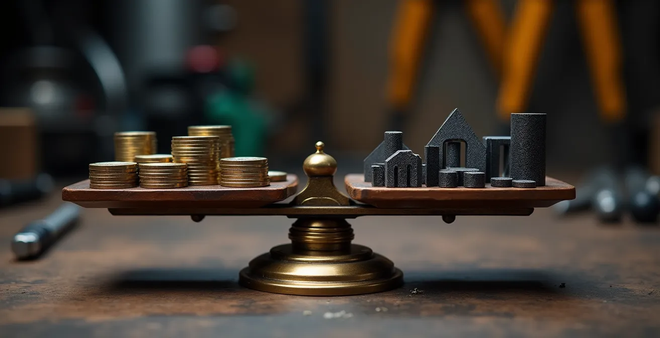 Visuelle Darstellung der Kosten-Nutzen-Relation verschiedener Leichtbaukomponenten