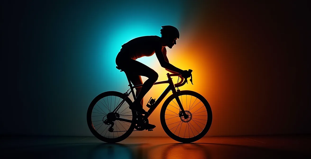 Symbolische Darstellung der drei kritischen Warnsignale beim Radfahren mit anatomischen Hinweisen