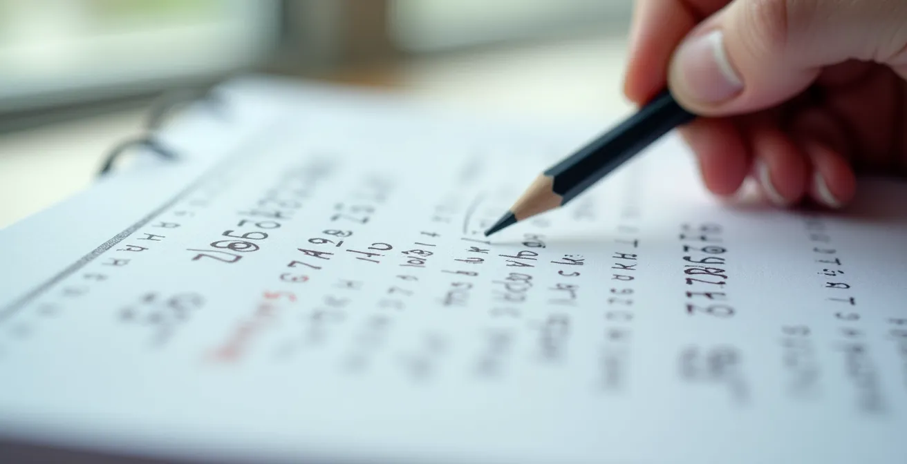 Makroaufnahme eines Trainingskalenders mit markierten Zyklen