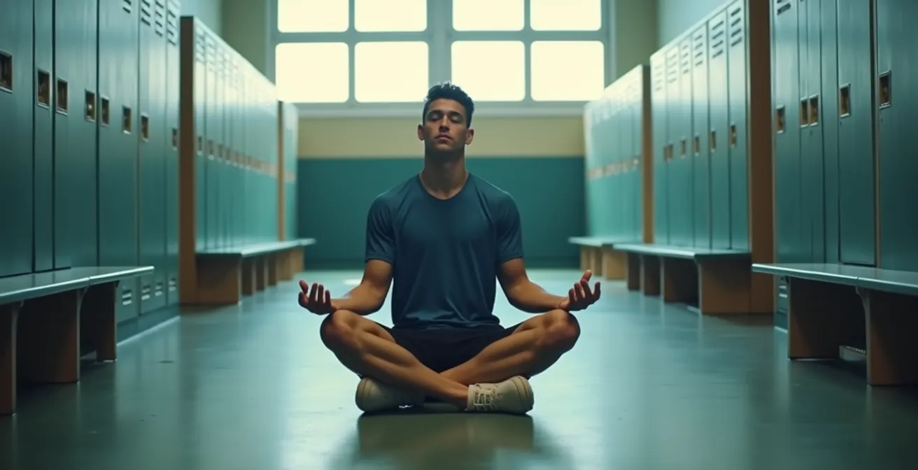 Athlet bei mentaler Wettkampfvorbereitung mit Visualisierung