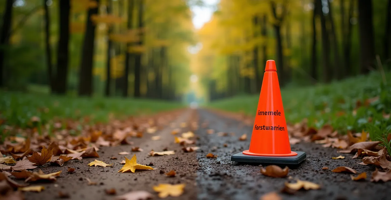 Vergleich eines Waldweges im Sommer und Herbst mit unterschiedlichen Bedingungen